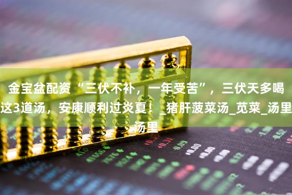 金宝盆配资 “三伏不补，一年受苦”，三伏天多喝这3道汤，安康顺利过炎夏！_猪肝菠菜汤_苋菜_汤里