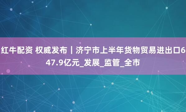 红牛配资 权威发布｜济宁市上半年货物贸易进出口647.9亿元_发展_监管_全市