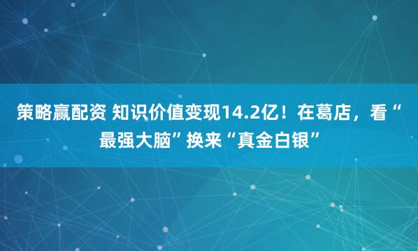 策略赢配资 知识价值变现14.2亿!在葛店,看“最强大脑”换来“真金白银”